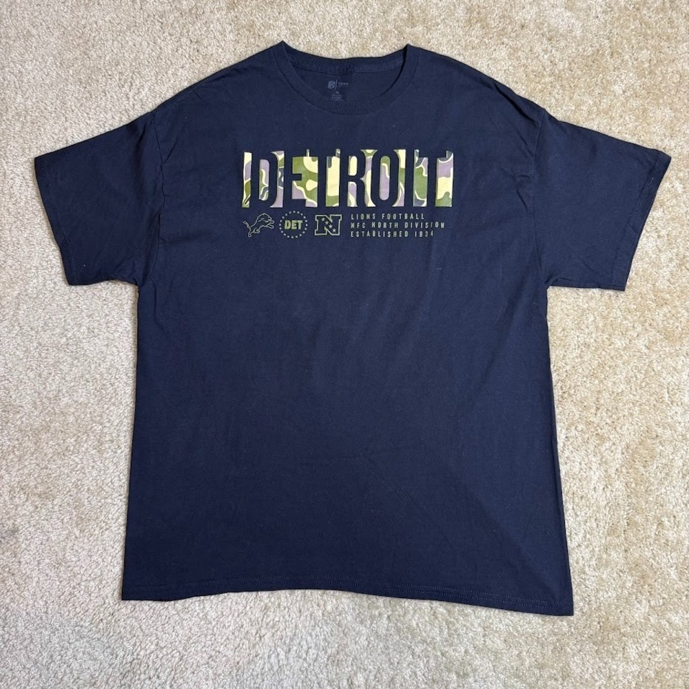 Detroit Lions Shirt Mens XL Black Camo‎ Graphic NFL Team Apparel Football Tee